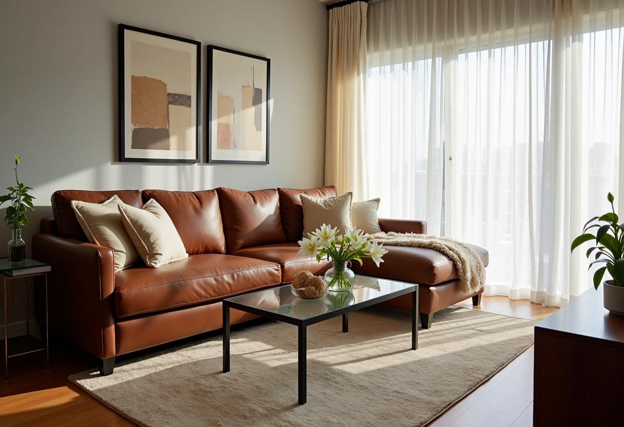 living room decor leather sofa