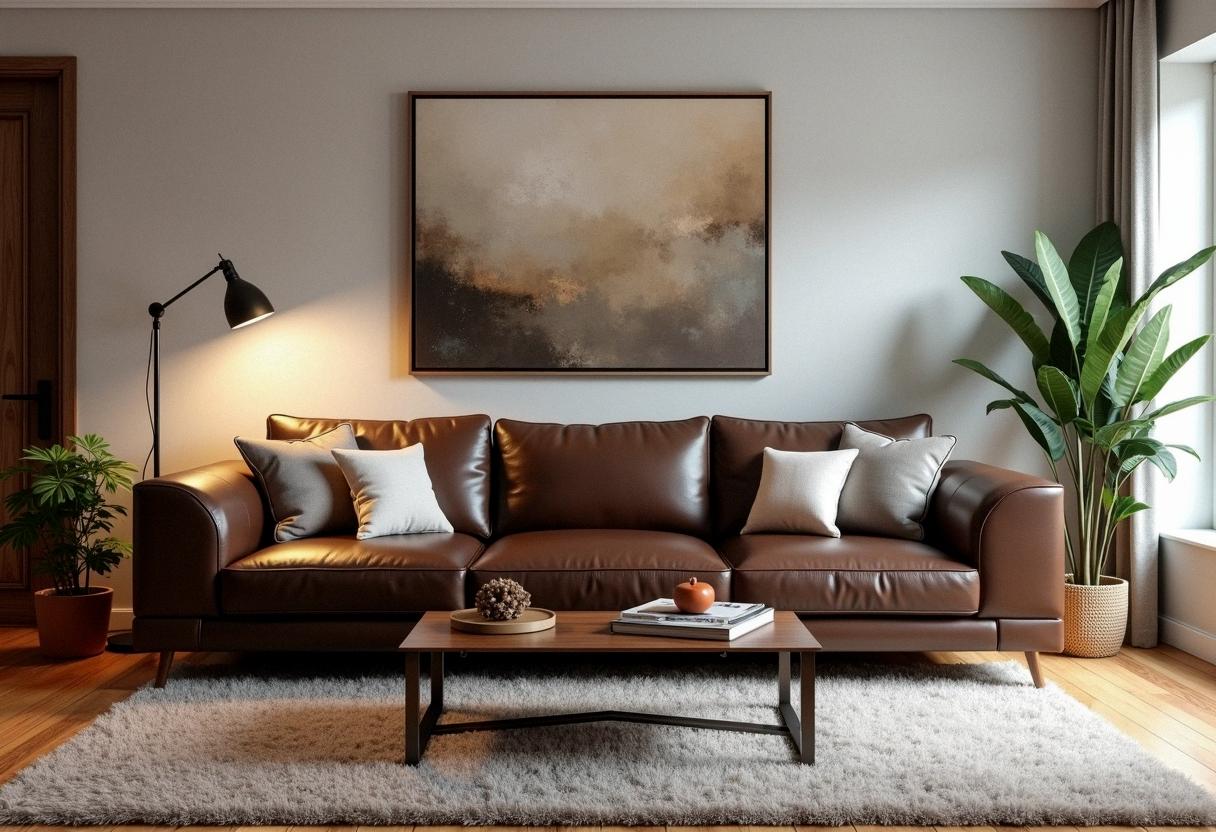 living room decor leather sofa