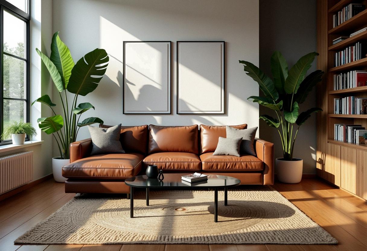 living room decor leather sofa