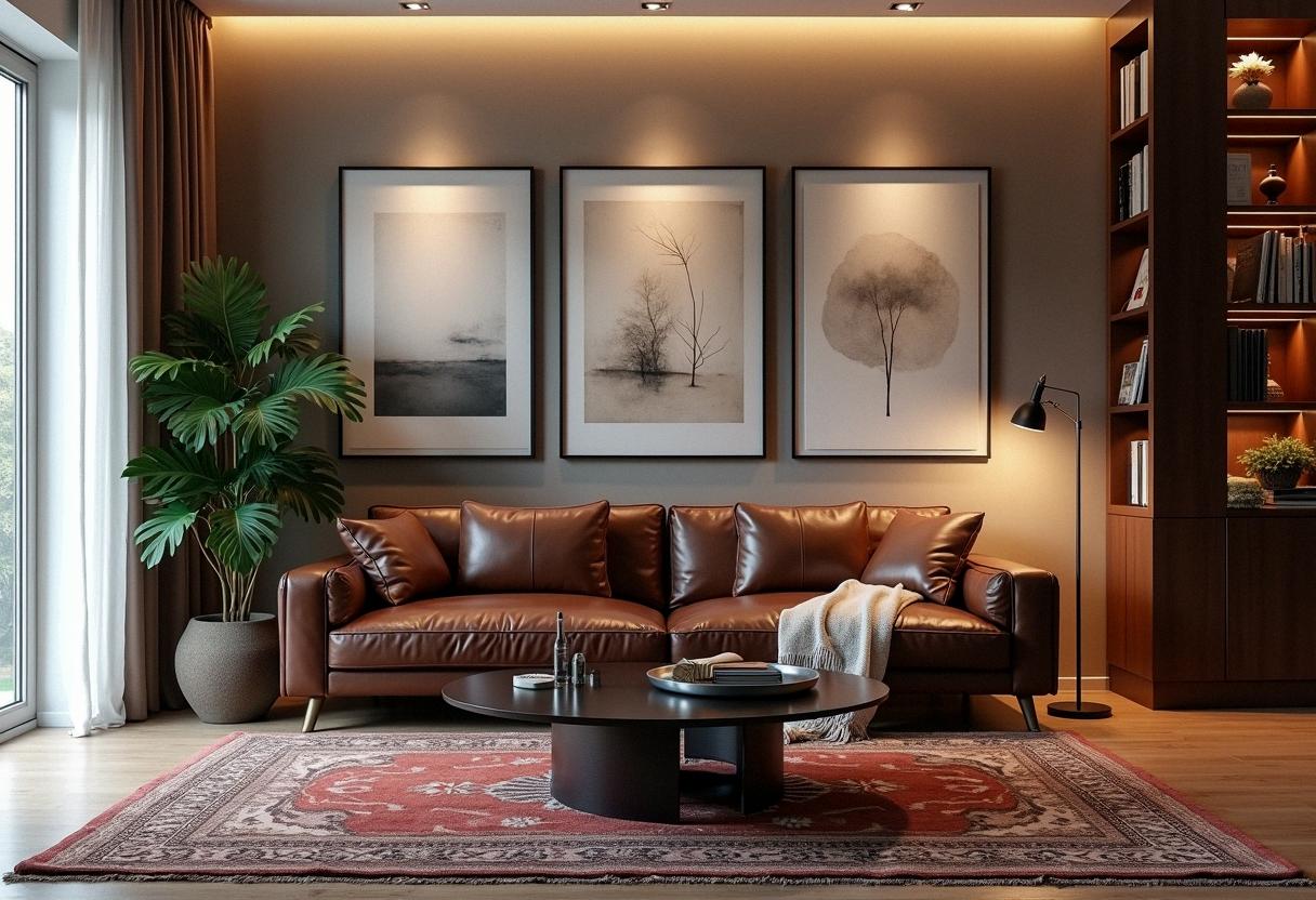 living room decor leather sofa