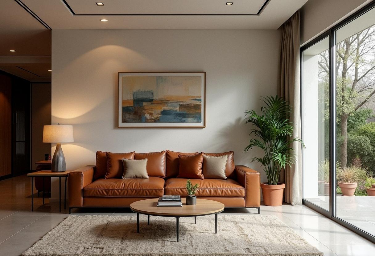 living room decor leather sofa
