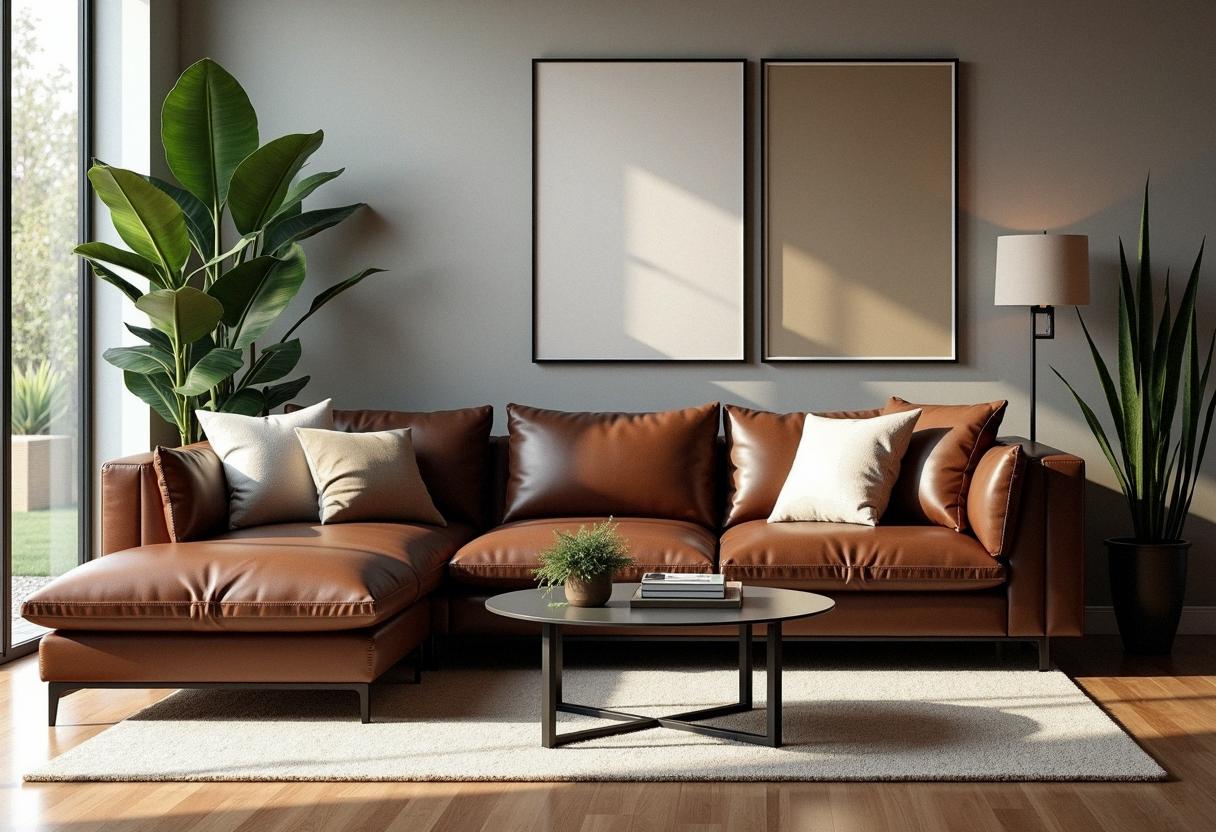 living room decor leather sofa