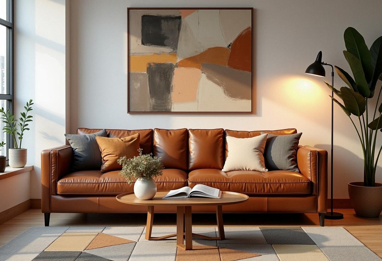 living room decor leather sofa