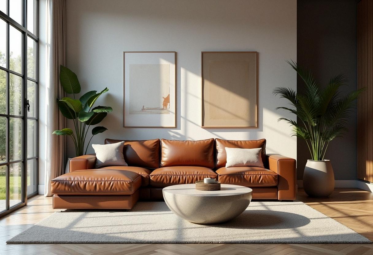 living room decor leather sofa