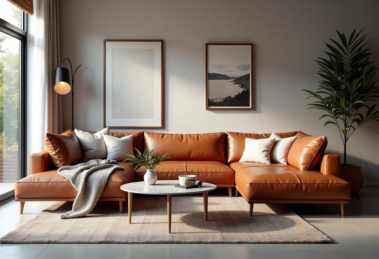 living room decor leather sofa