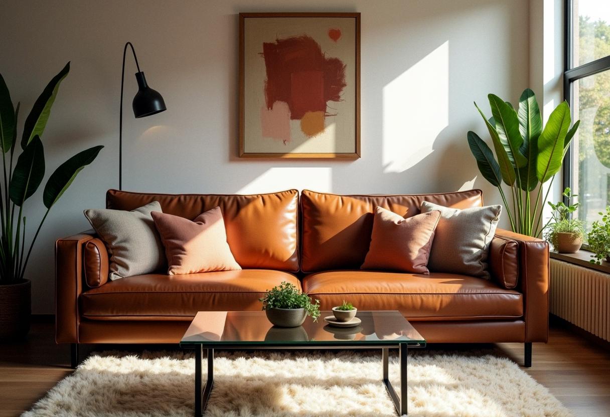 living room decor leather sofa