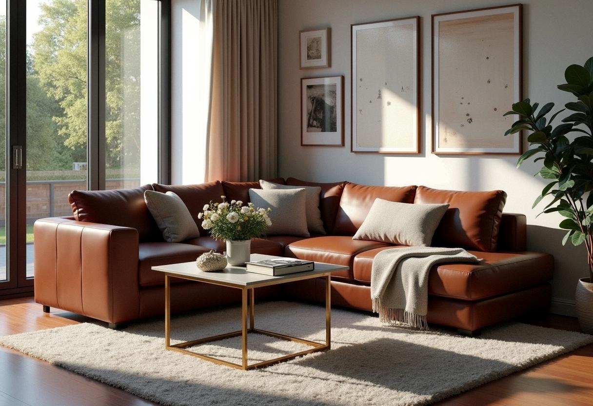 living room decor leather sofa