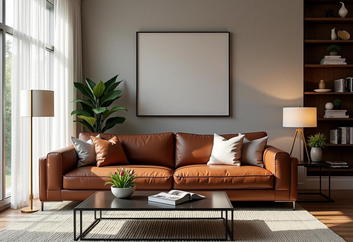 living room decor leather sofa