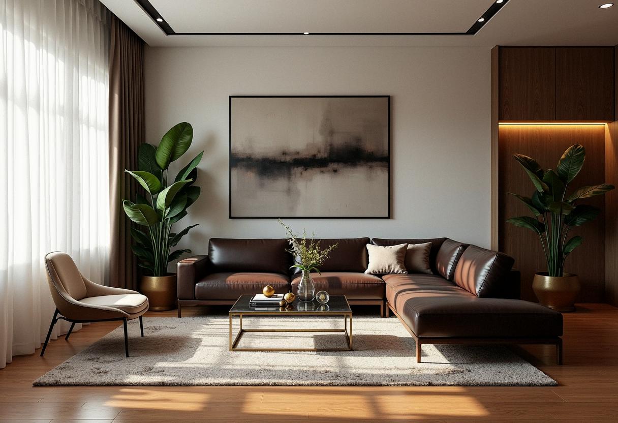 living room decor leather sofa