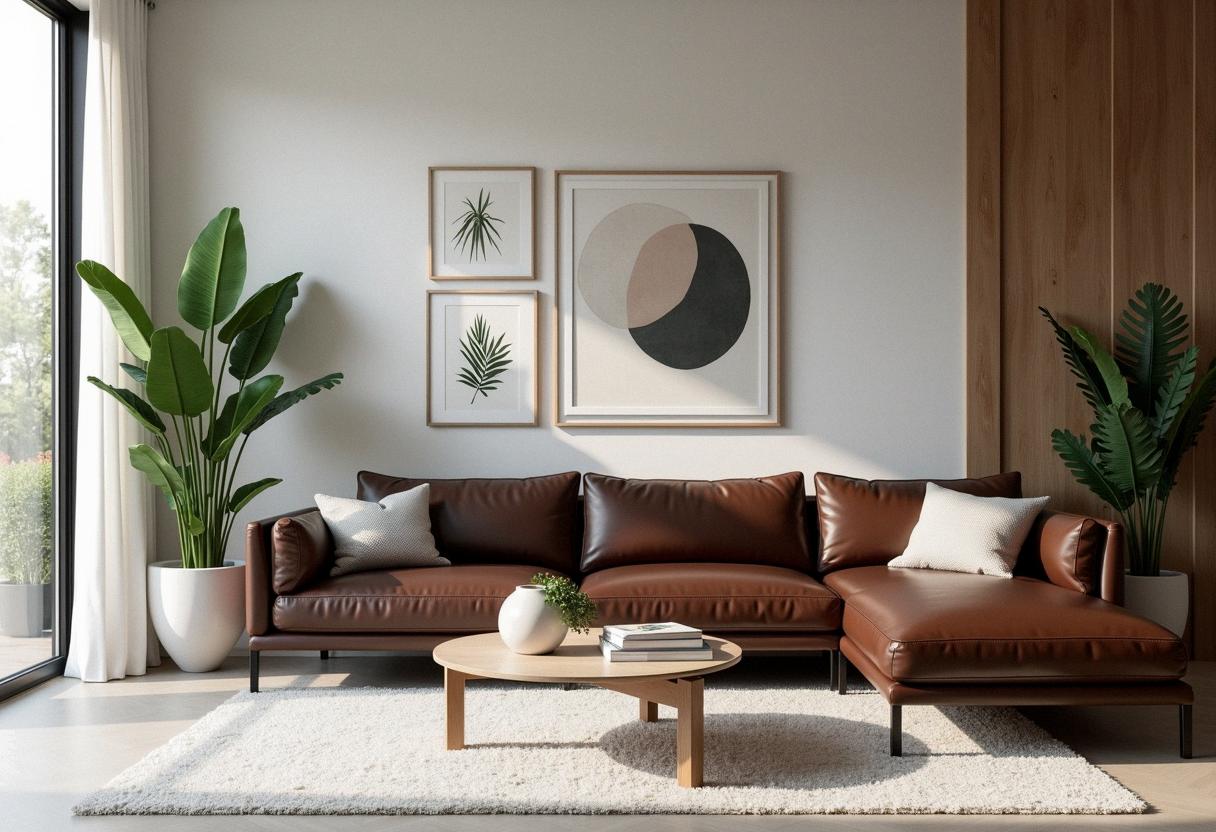 living room decor leather sofa
