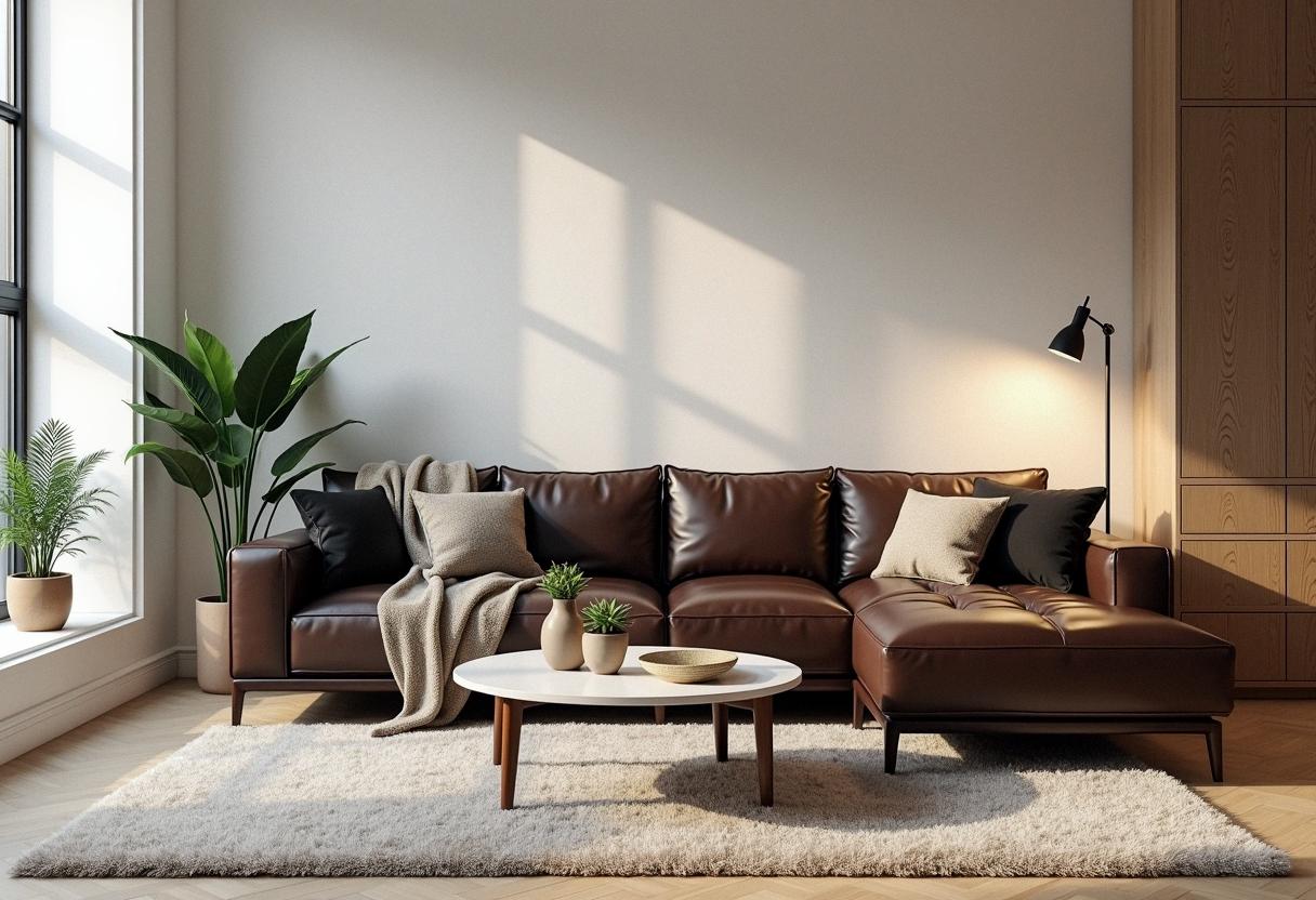 living room decor leather sofa