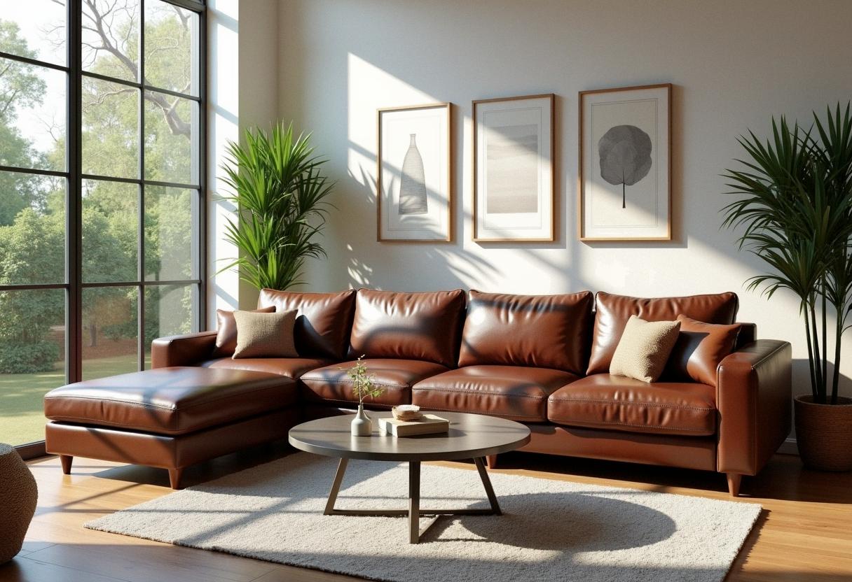 living room decor leather sofa
