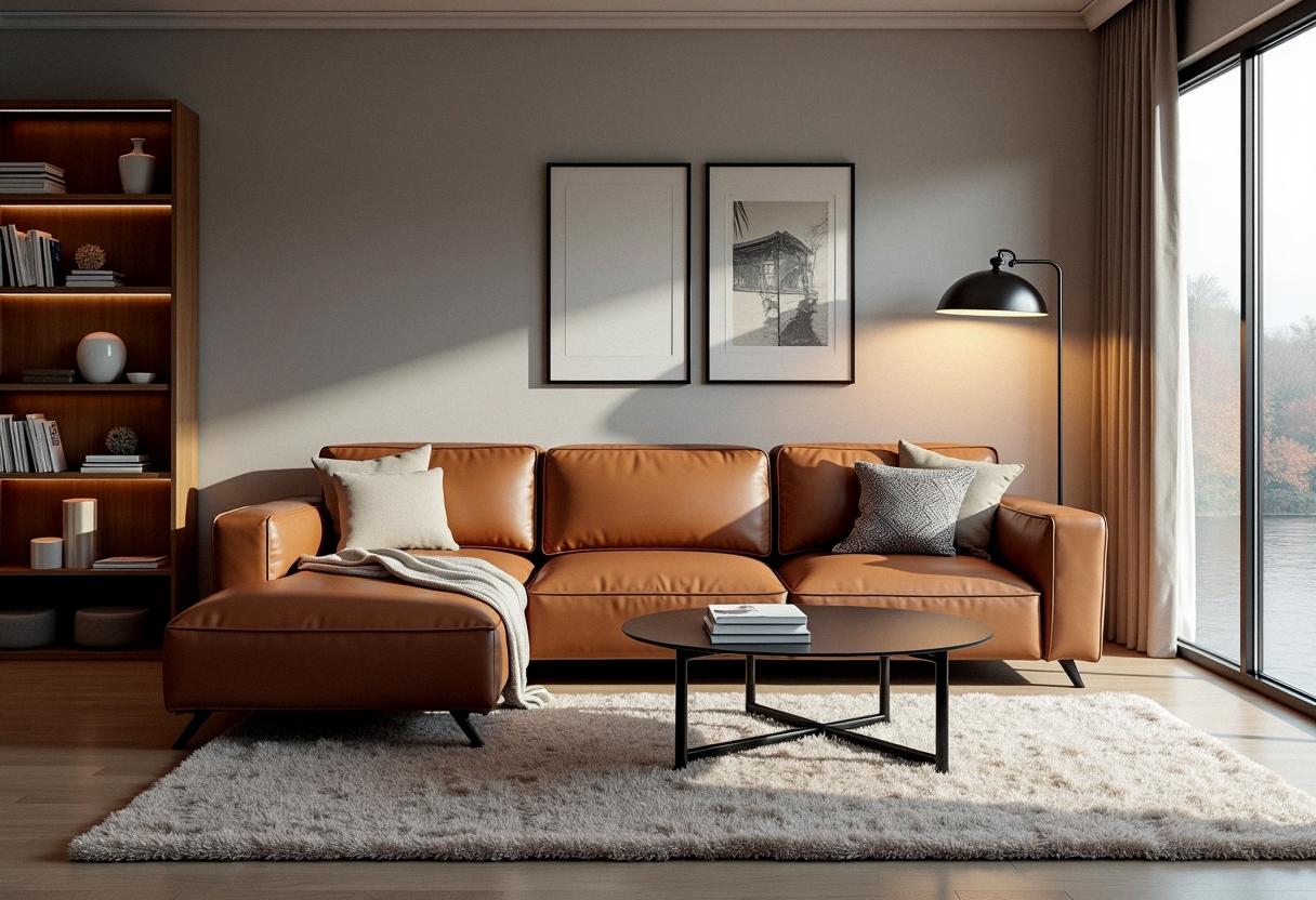 living room decor leather sofa