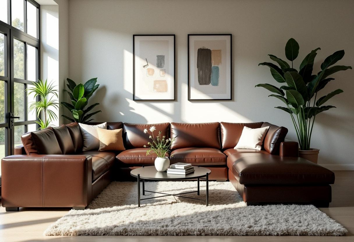 living room decor leather sofa