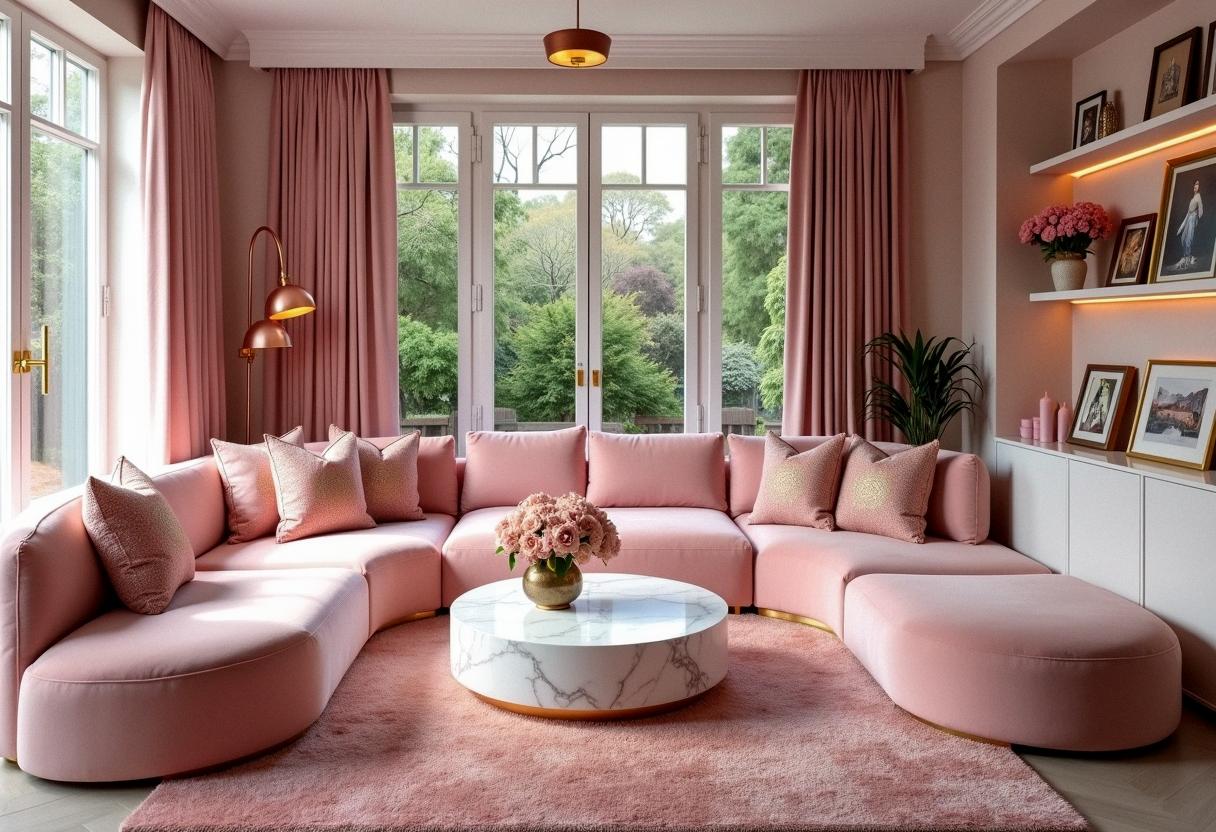 living room decor pink