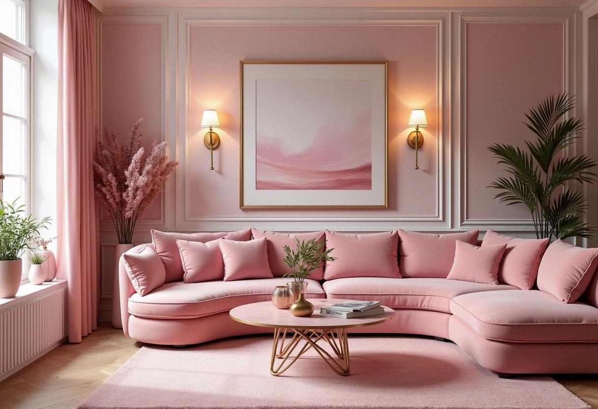 living room decor pink