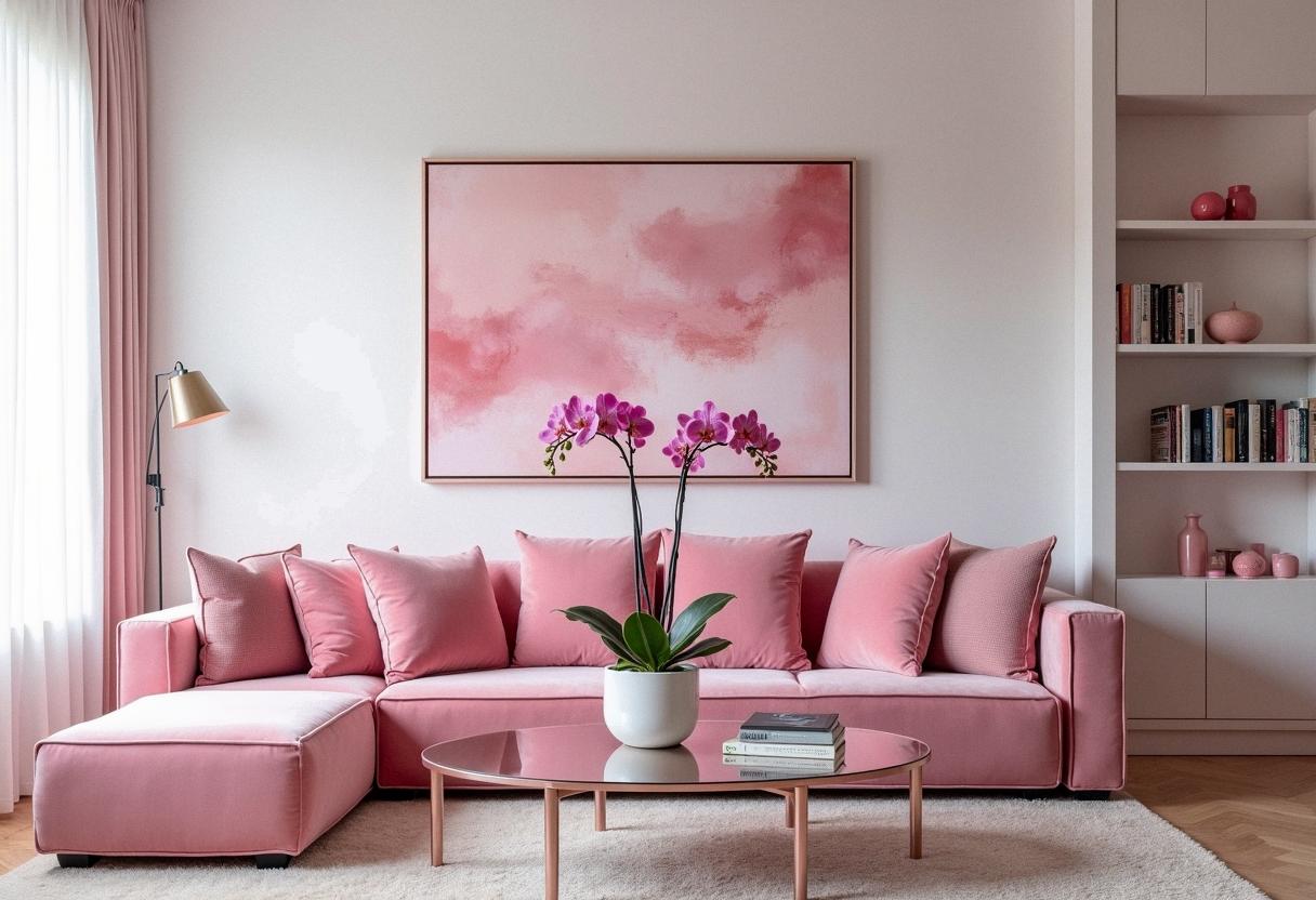 living room decor pink