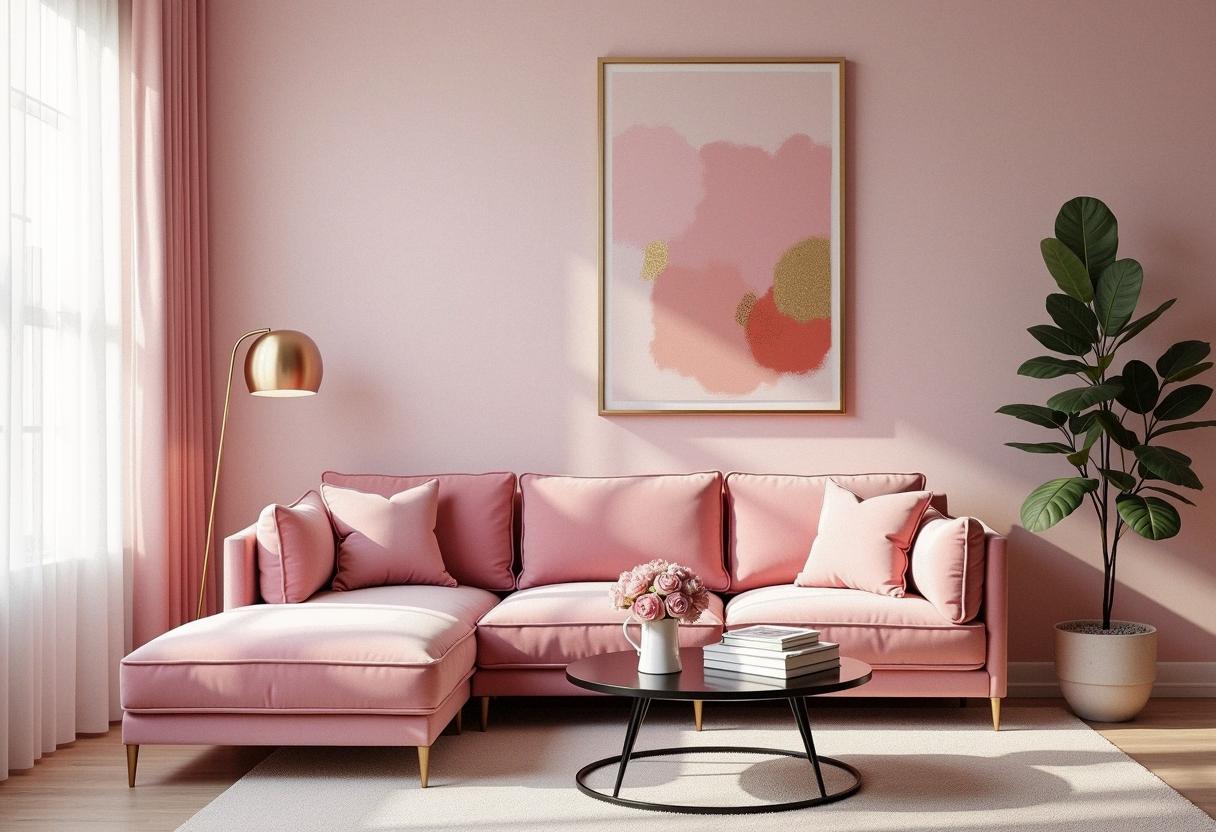 living room decor pink