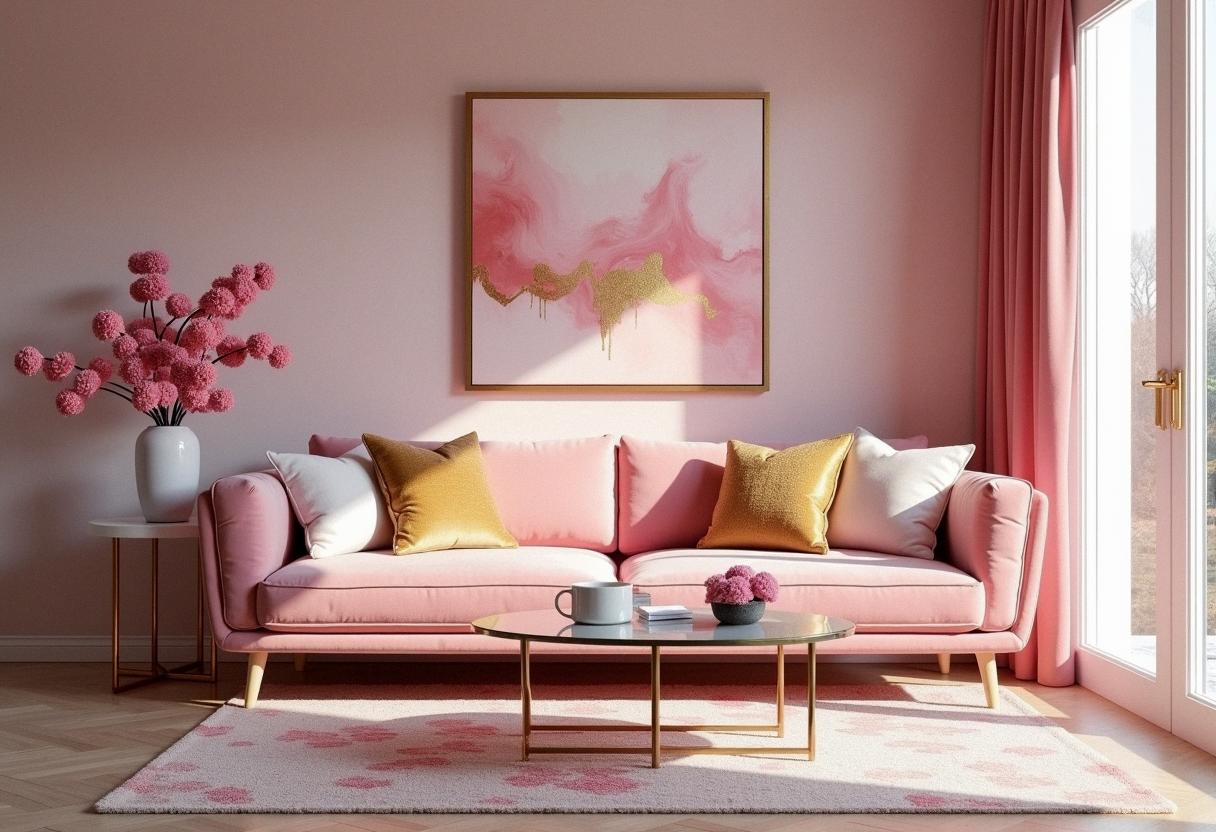 living room decor pink