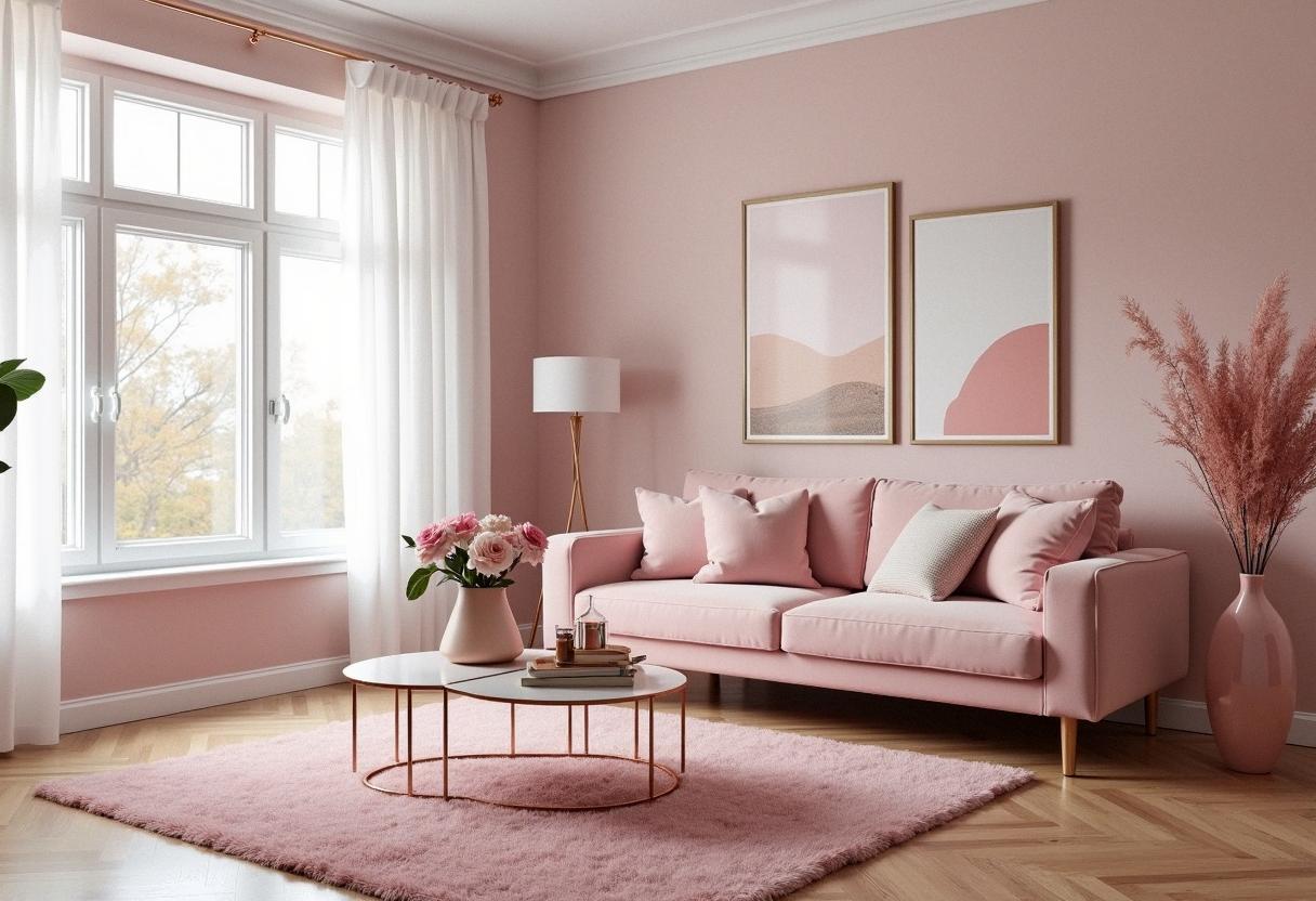 living room decor pink