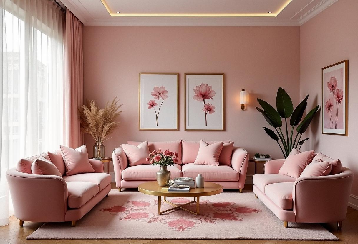 living room decor pink
