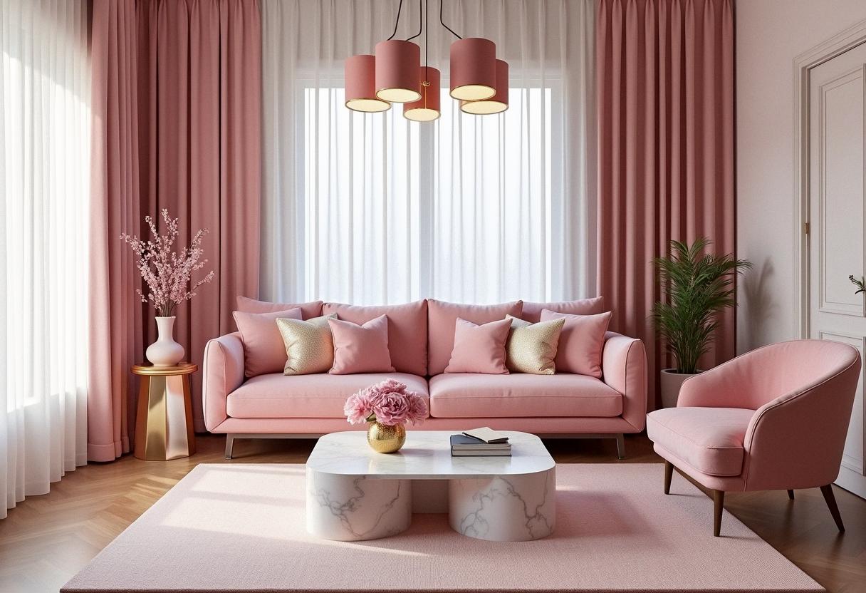 living room decor pink