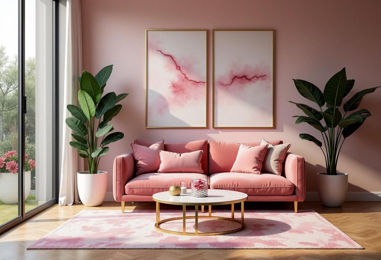living room decor pink
