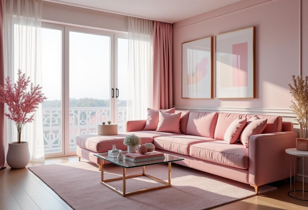living room decor pink