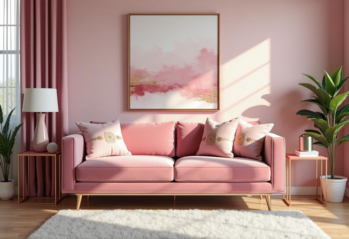 living room decor pink