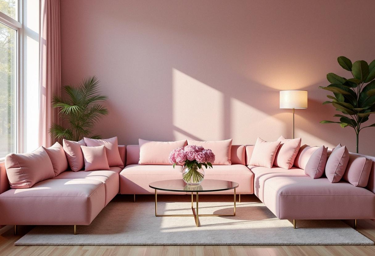 living room decor pink