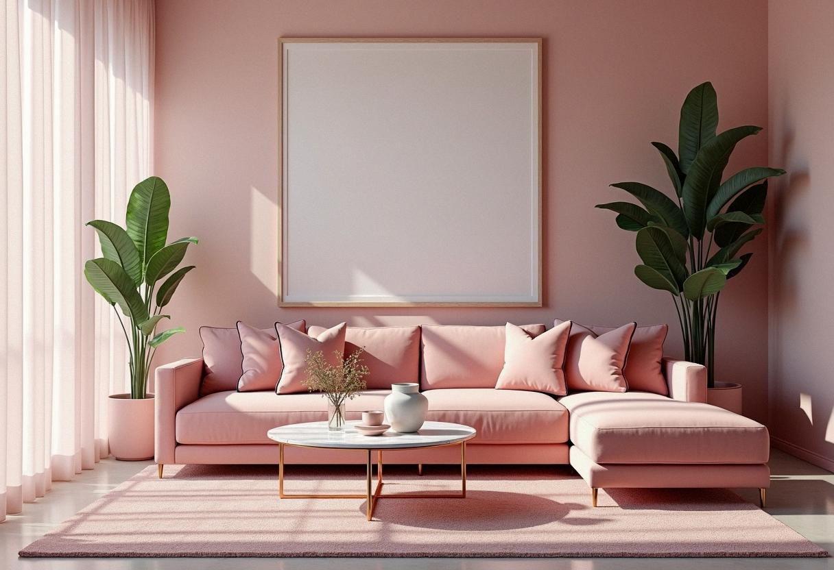 living room decor pink
