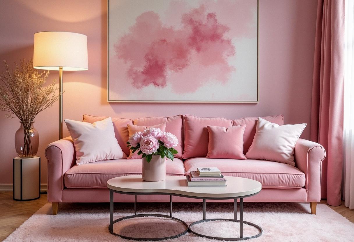 living room decor pink