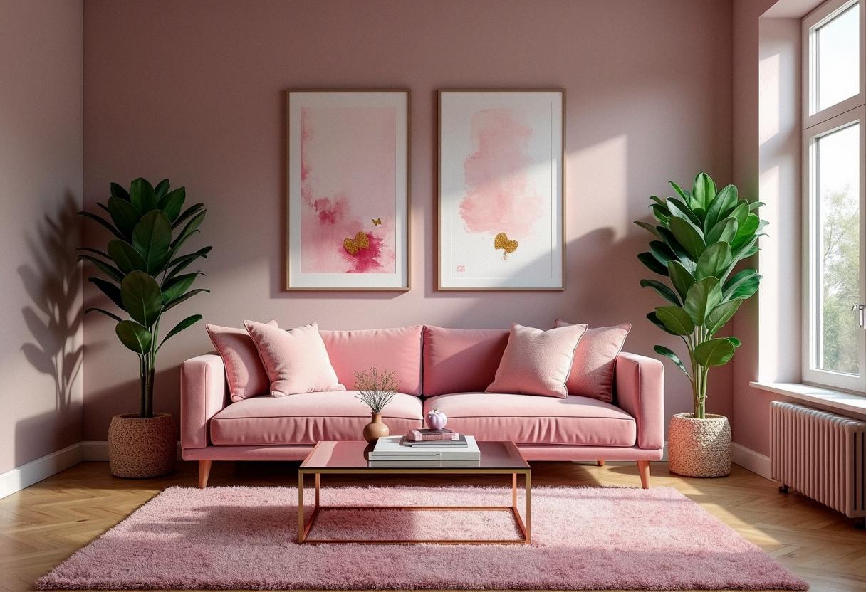 living room decor pink