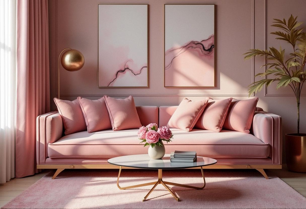 living room decor pink
