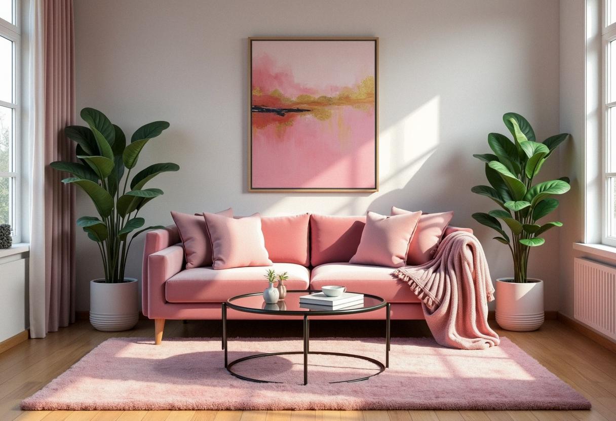 living room decor pink