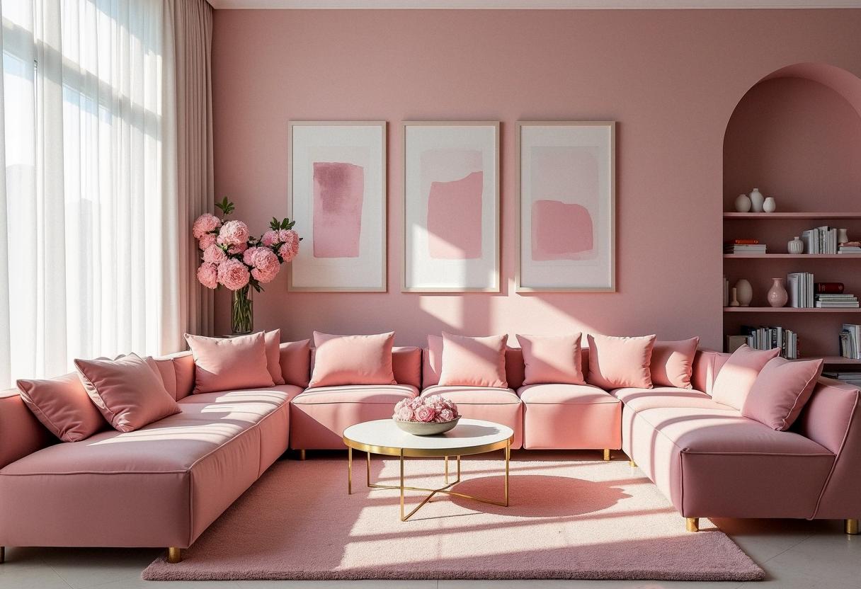 living room decor pink