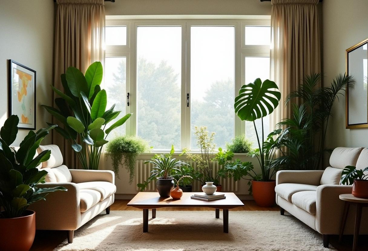 living room decor plants
