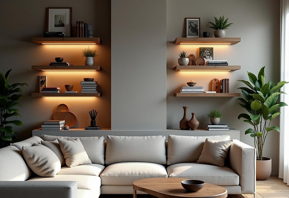 living room decor shelves