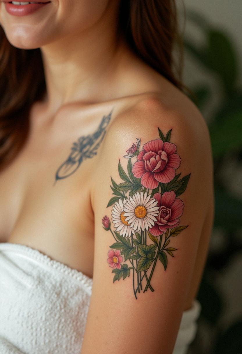 april birth flower tattoo