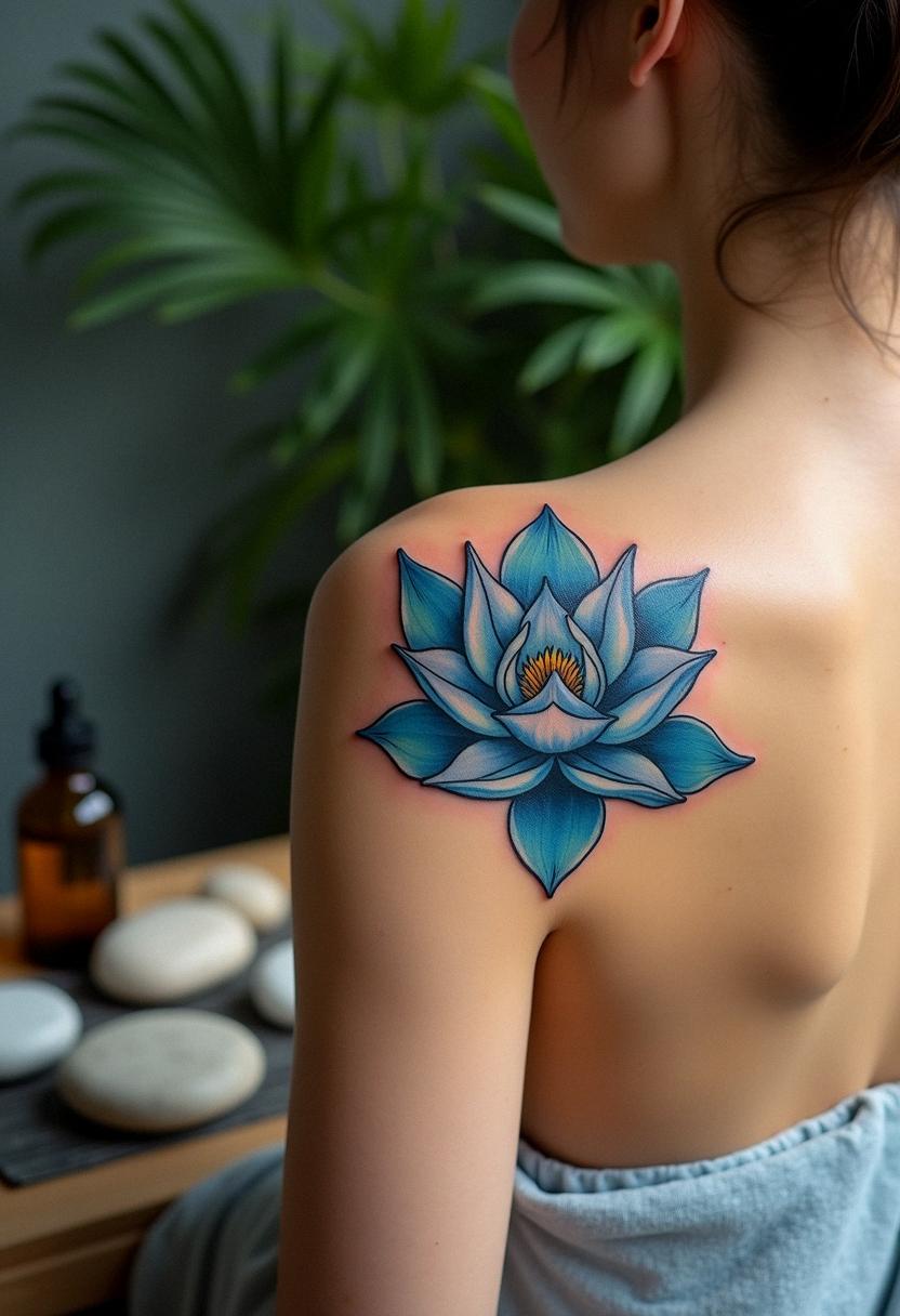 blue lotus tattoo