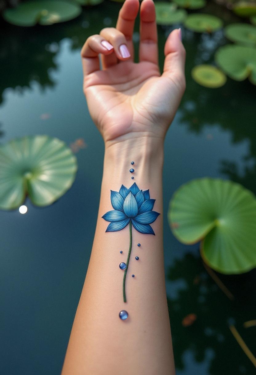 blue lotus tattoo