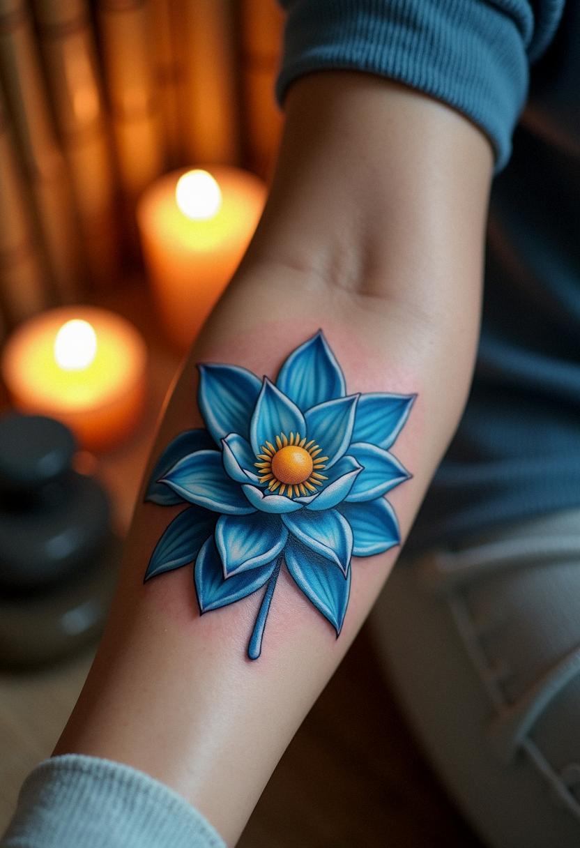 blue lotus tattoo