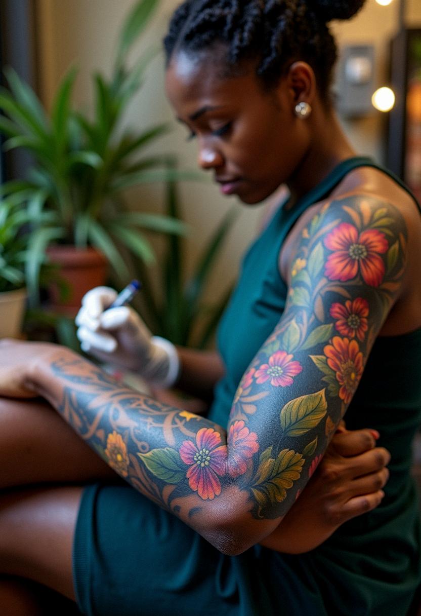color tattoos on dark skin