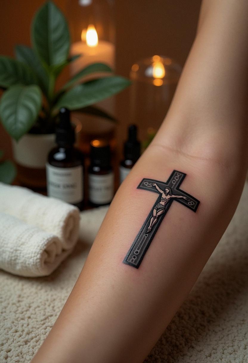 cross and jesus tattoo