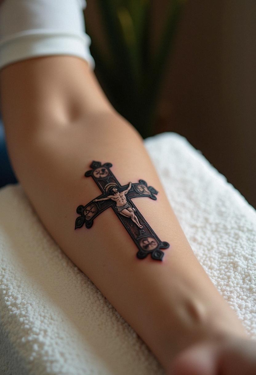 cross and jesus tattoo