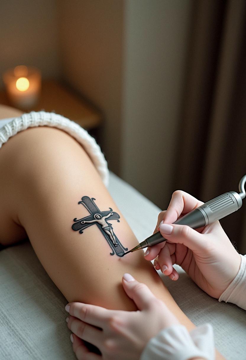 cross and jesus tattoo