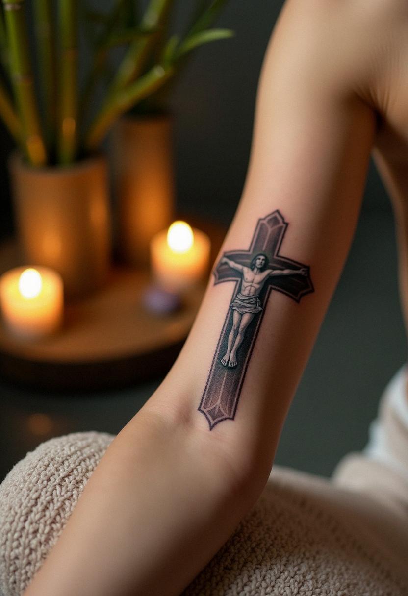 cross and jesus tattoo