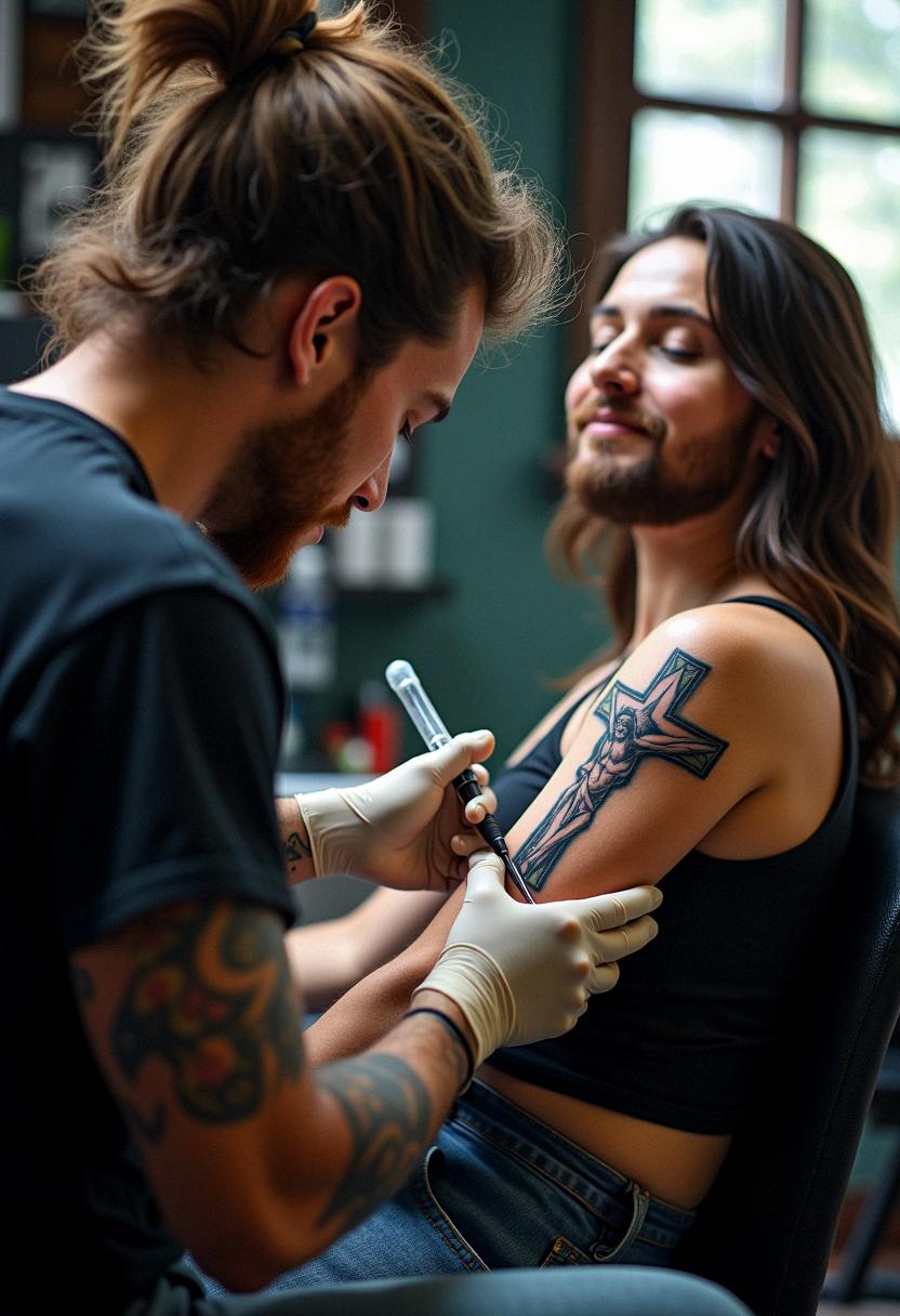 cross and jesus tattoo