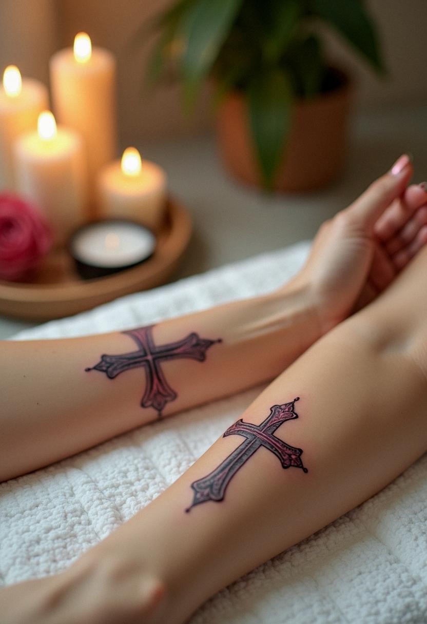 cross arm tattoo