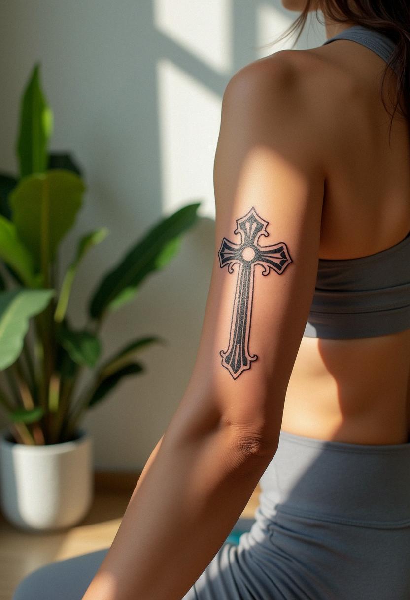cross arm tattoo